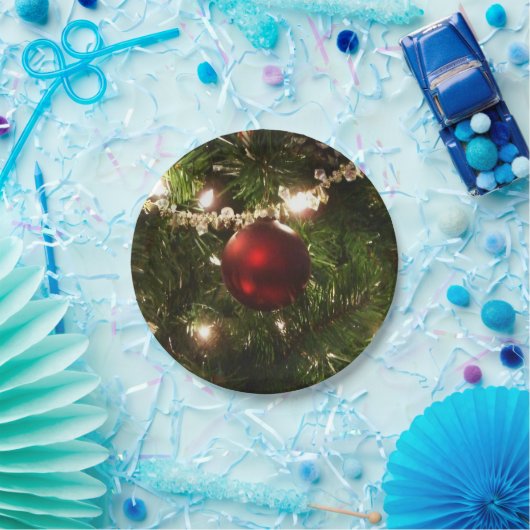 クリスマスツリーIホリデーかわいらしグリーンと赤 ペーパープレート (パーティー)