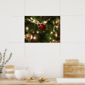 クリスマスツリーIホリデーかわいらしグリーンと赤 ポスター (キッチン)