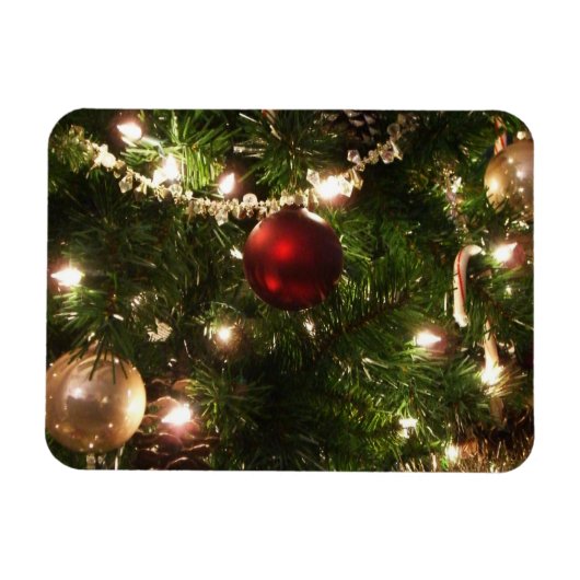 クリスマスツリーIホリデーかわいらしグリーンと赤 マグネット (横)