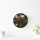 クリスマスツリーIホリデーかわいらしグリーンと赤 ラウンド壁時計 (ホーム)