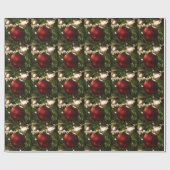 クリスマスツリーIホリデーかわいらしグリーンと赤 ラッピングペーパー (フラット)