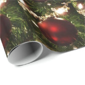 クリスマスツリーIホリデーかわいらしグリーンと赤 ラッピングペーパー (ロールコーナー)