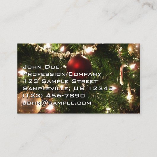 クリスマスツリーIホリデーかわいらしグリーンと赤 名刺 (正面)
