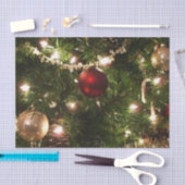 クリスマスツリーIホリデーかわいらしグリーンと赤 薄葉紙 (クラフト)