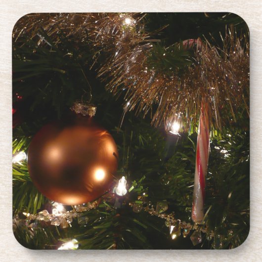 クリスマスツリーIIホリデーレッドと金ゴールド コースター (正面)