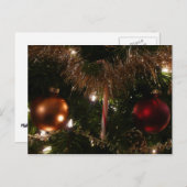 クリスマスツリーIIホリデーレッドと金ゴールド シーズンポストカード (正面/裏面)