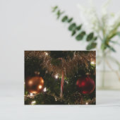 クリスマスツリーIIホリデーレッドと金ゴールド シーズンポストカード (スタンド正面)