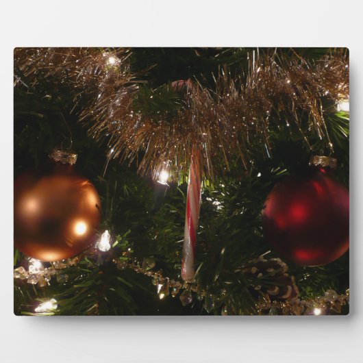 クリスマスツリーIIホリデーレッドと金ゴールド フォトプラーク (正面)