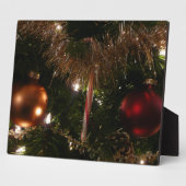 クリスマスツリーIIホリデーレッドと金ゴールド フォトプラーク (側面)