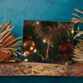 クリスマスツリーIIホリデーレッドと金ゴールド フォトプラーク (側面)