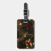 クリスマスツリーIIホリデーレッドと金ゴールド ラゲッジタグ (正面縦)