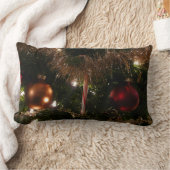 クリスマスツリーIIホリデーレッドと金ゴールド ランバークッション (ブランケット)