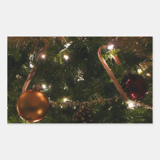 クリスマスツリーIIIホリデーシーン 長方形シール (正面)