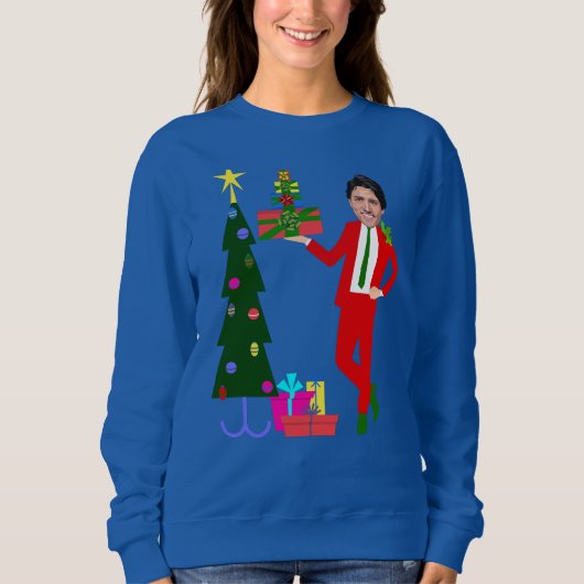 クリスマスツリーjustin trudeau スウェットシャツ (正面)