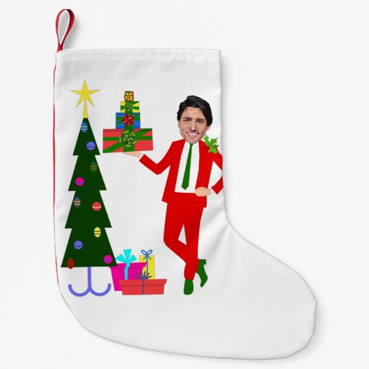 クリスマスツリーjustin trudeau スモールクリスマスストッキング (正面)