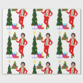 クリスマスツリーjustin trudeau ラッピングペーパー (フラット)