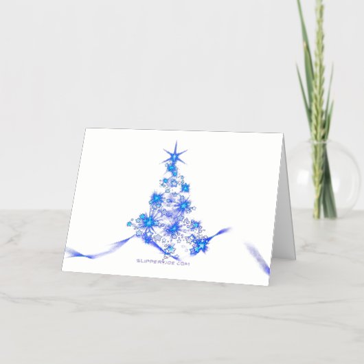 クリスマスツリーSlipperyJoeスターのラきらめくイト 箔シーズンカード (正面)