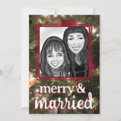 クリスマスツリーTwinkle Lights家族の結婚写真 招待状 (正面)