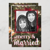 クリスマスツリーTwinkle Lights家族の結婚写真 招待状 (正面/裏面)