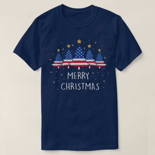 クリスマスツリーUSAフラグクリスマスパジャマギフトメリーCh Tシャツ (デザイン正面)