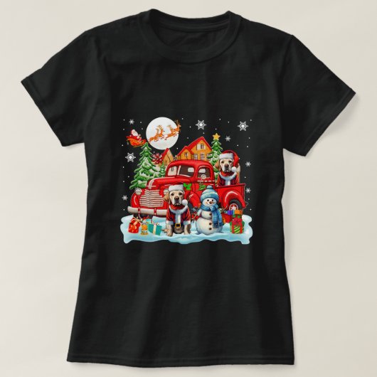クリスマスツーサンタラブラドールレトリバーがピックアップ Tシャツ (デザイン正面)