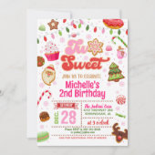 クリスマスツースウィート誕生日招待状 – 女の子 招待状 (正面)