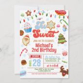 クリスマスツースウィート誕生日招待状 – 少年 招待状 (正面)