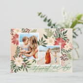 クリスマスツーフォトで最も幸せな植物学フローラ シーズンカード (スタンド正面)