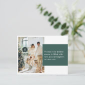 クリスマスツーフォトファミリー |グリーンハッピーホリデー ポストカード (スタンド正面)