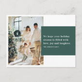 クリスマスツーフォトファミリー |グリーンハッピーホリデー ポストカード (正面)