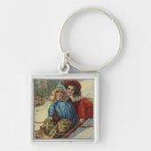 クリスマスツー小さな女の子そり キーホルダー (正面)