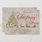 クリスマスツ素朴リースレイパーティの招待状 招待状 (正面/裏面)