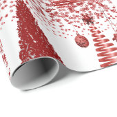 クリスマスツ赤と白リーの雪片 ラッピングペーパー (ロールコーナー)