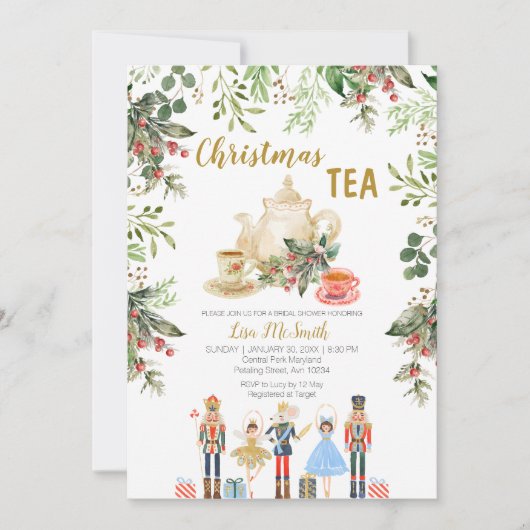 クリスマステアパーティーくるみ割りブライダルシャワー 招待状 (正面)