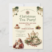 クリスマステアパーティーパーティの招待状テンプレート 招待状 (正面)