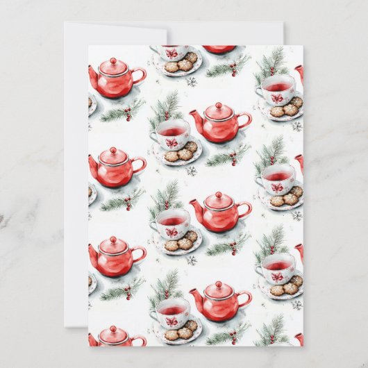 クリスマステアパーティーミニマリストエレガントフェスティバル 招待状 (裏面)