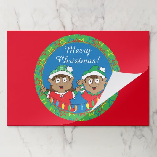 クリスマスティアウェイランチョンマットパッド/サンタズ小妖精や小人はこう言う ペーパーパッド (折り畳み)