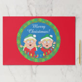 クリスマスティアウェイランチョンマットパッド/サンタズ小妖精や小人 ペーパーパッド (インサイチュ)