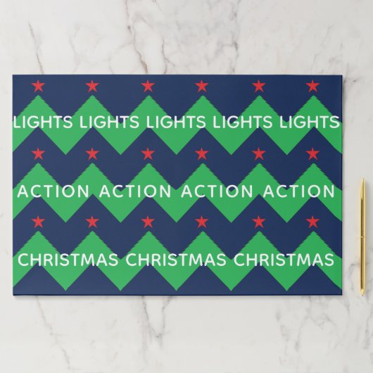 クリスマスティアウェイランチョンマットパッド/シェブロングリーンツリー ペーパーパッド (インサイチュ)