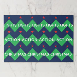 クリスマスティアウェイランチョンマットパッド/シェブロングリーンツリー ペーパーパッド