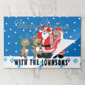 クリスマスティアウェイランチョンマットパッド/スノーイサンタクロース ペーパーパッド (折り畳み)