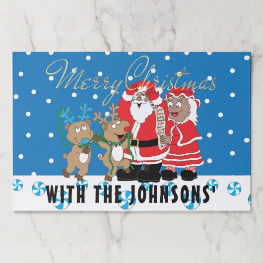 クリスマスティアウェイランチョンマットパッド/スノーイサンタクロース ペーパーパッド (正面)