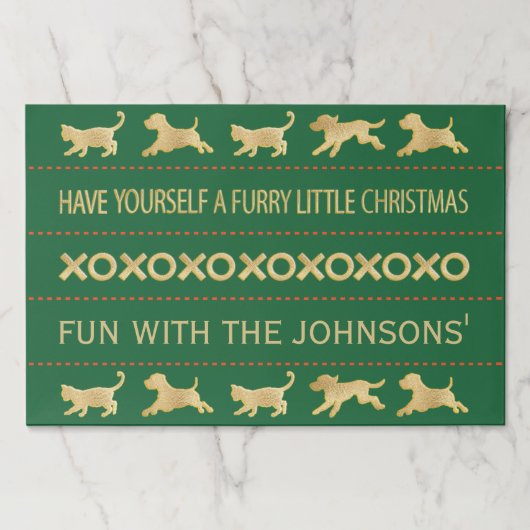 クリスマスティアウェイランチョンマットパッド/ファーリーベビー ペーパーパッド (正面)