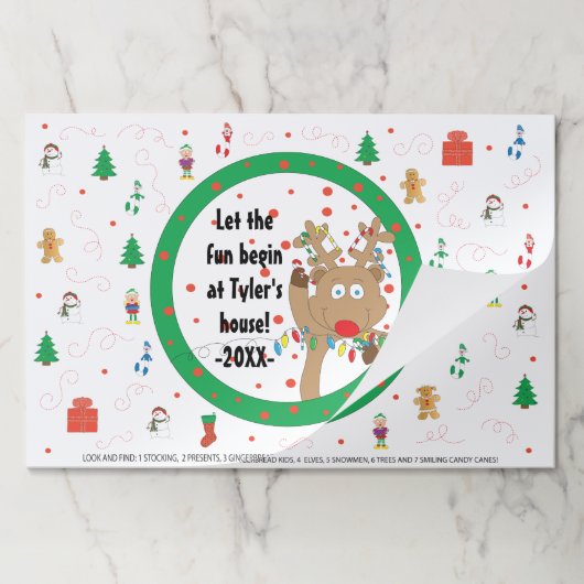 クリスマスティアウェイランチョンマットパッド/ルドフのゲーム ペーパーパッド (折り畳み)