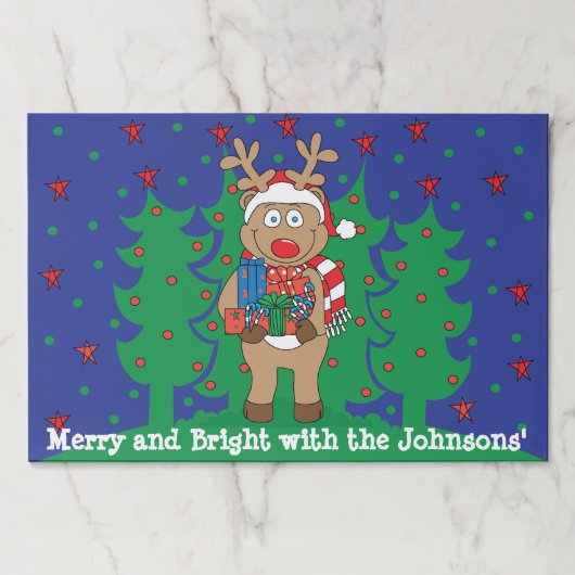 クリスマスティアウェイランチョンマットパッド/ルドフプレゼント ペーパーパッド (正面)