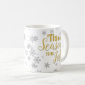 クリスマスティザシーズンスノーフレーク金ゴールドシルバー コーヒーマグカップ (正面右)