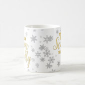 クリスマスティザシーズンスノーフレーク金ゴールドシルバー コーヒーマグカップ (中央)