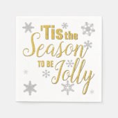 クリスマスティザシーズンスノーフレーク金ゴールドシルバー スタンダードカクテルナプキン (正面)