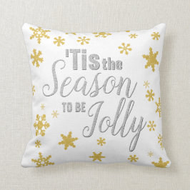 クリスマスティスザシーズン雪片シルバー金ゴールド クッション