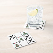 クリスマスティックタックトー スクエアペーパーコースター (インサイチュ)